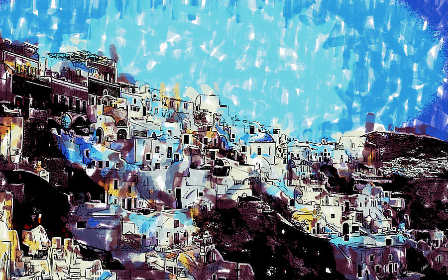 Santorini island Drawing by Dean Wittle