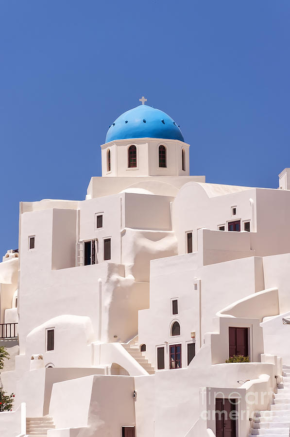 Greek Photograph - Santorini Oia Church and apartments by Antony McAulay