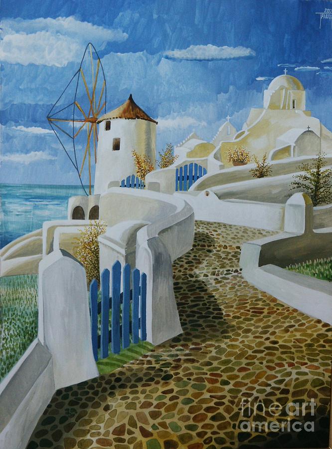 Landscape Painting - Santorini by Paula Tudor