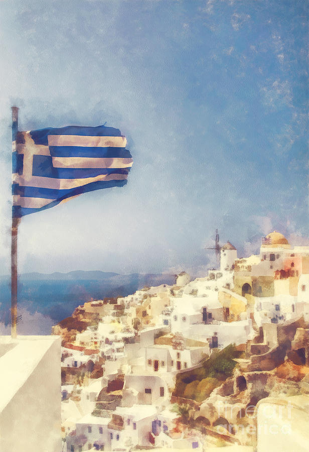 Santorini Watercolour Photograph By Sophie Mcaulay Pixels