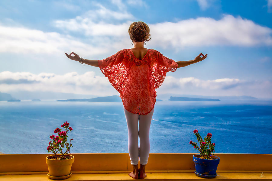 Santorini Photograph - Santorini Yoga Goddess by Stuart Smith Santorini Photograph - Santorini Yoga Goddess by Stuart Smith
