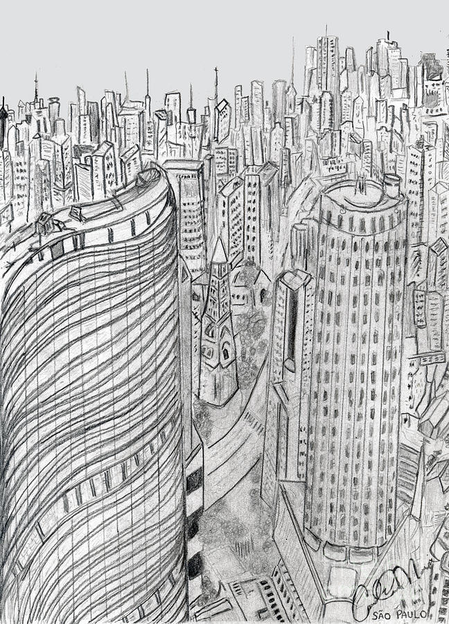 Sao Paulo Drawing by Carol Morris