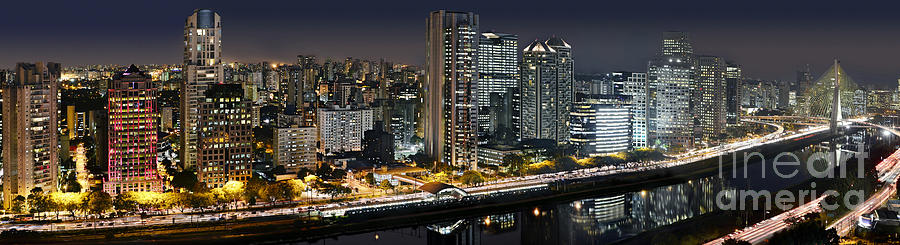 Sao Paulo iconic skyline - cable-stayed bridge  Photograph by Carlos Alkmin