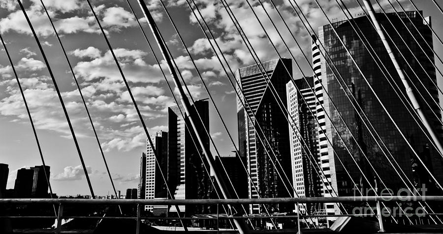 Sao Paulo - Stayed Bridge Ponte Estaiada BW Photograph by Carlos Alkmin