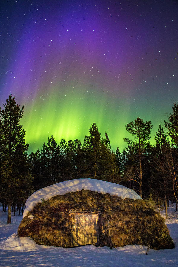 Sapmi Hut Under the Norther Lights Karasjok Norway Photograph by Adam Rainoff