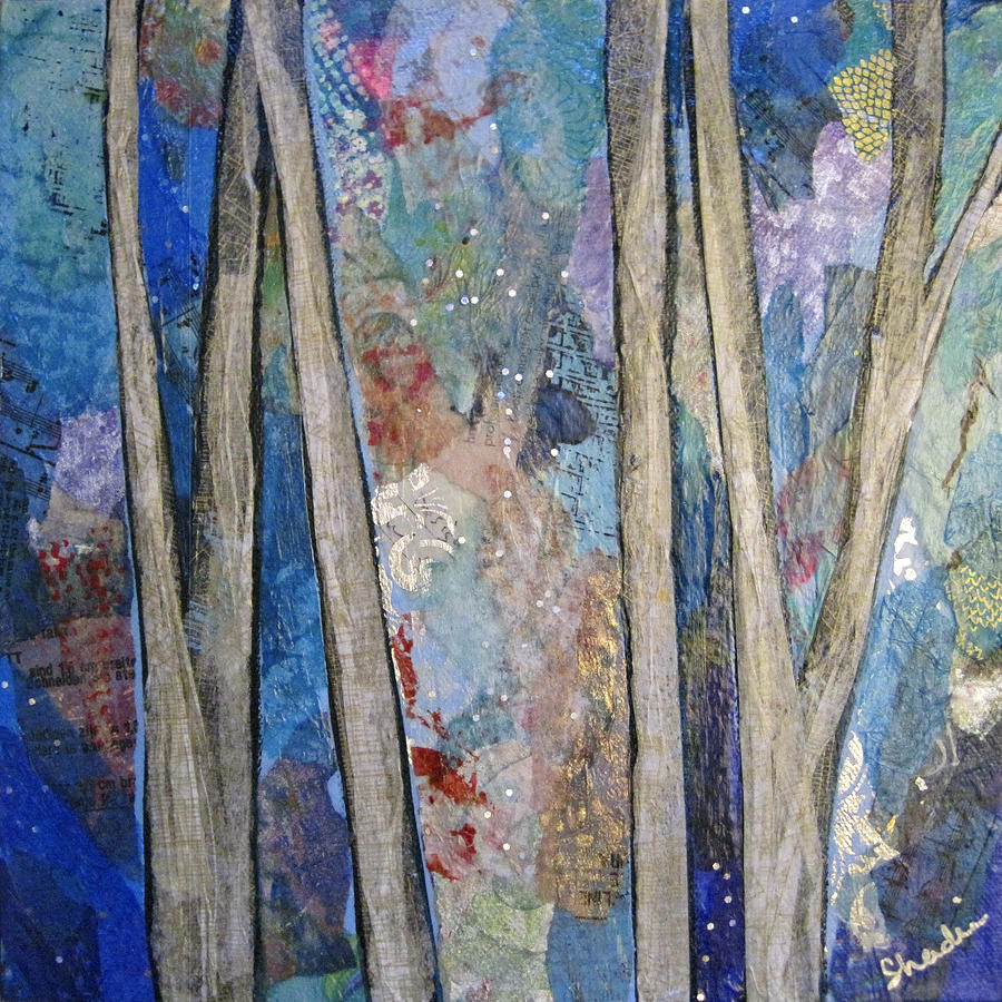 Tree Painting - Sapphire Forest I by Shadia Derbyshire