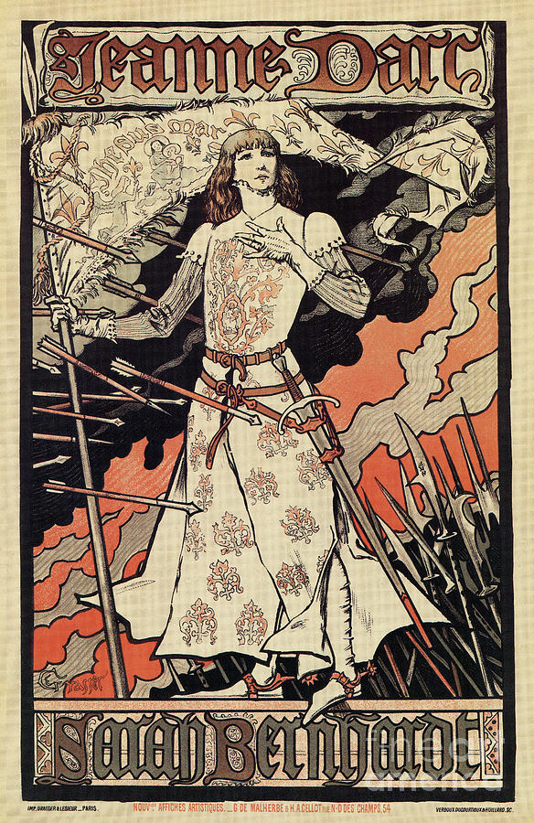 Sarah Bernhardt as Joan of Arc vintage theatre ad Drawing by Aapshop