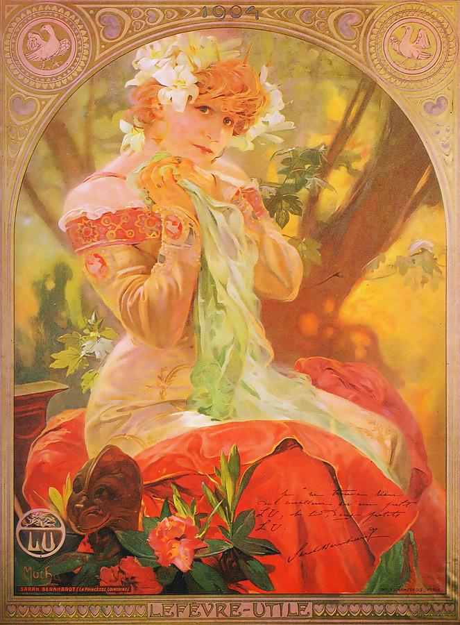 Sarah Bernhardt As Princess Lointaine Painting by Alphonse Mucha