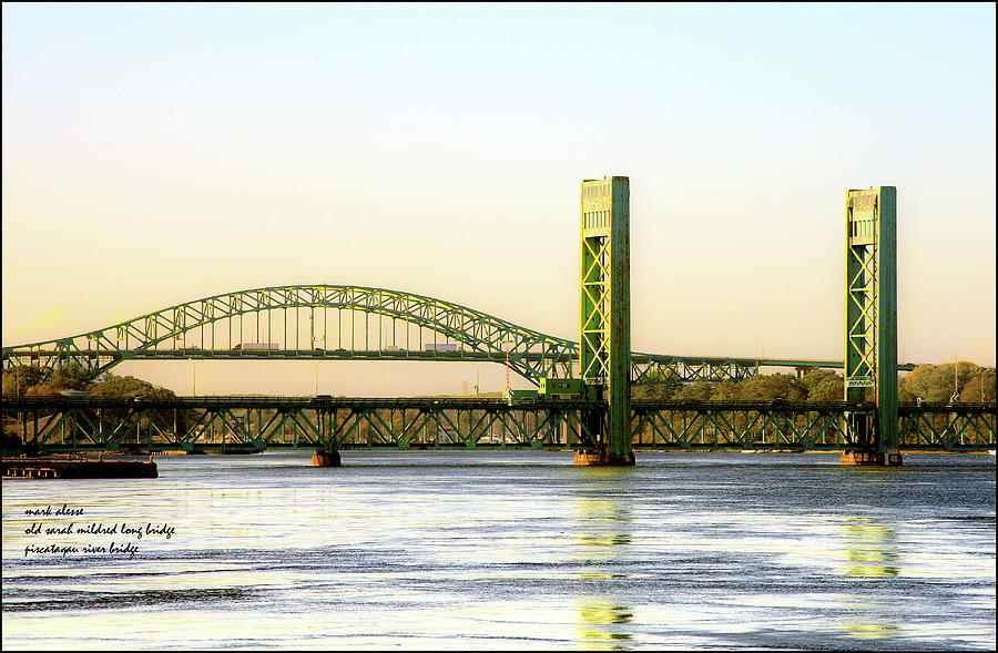 Sarah Mildred Long bridge and the I-95 bridge into Maine Photograph by Mark Alesse