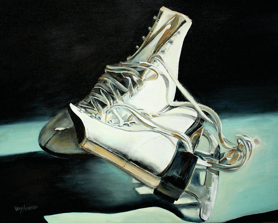 Old Skates Painting - Sarahs Ice Skates by Venetka Arsenov
