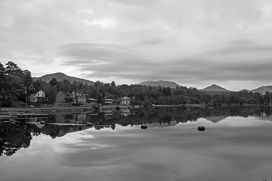 Saranac Lake at Sunrise NY Black and White Photograph by Toby McGuire