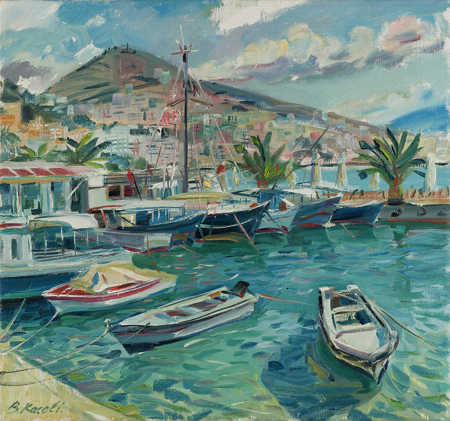 Saranda Dock, Albanian Riviera Painting by Buron Kaceli - Fine Art America