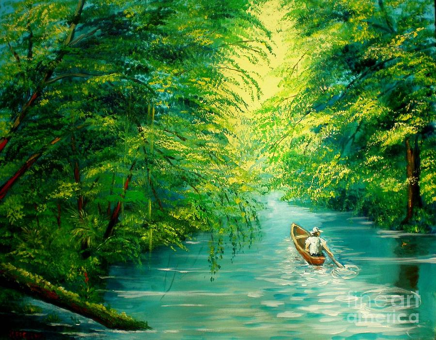 Sarapiqui River Painting by Jean Pierre Bergoeing