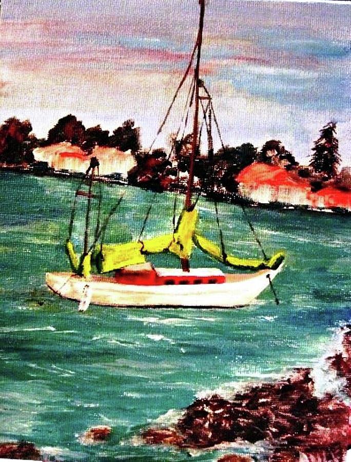 Sarasota Bay Sailboat Painting by Angela Murray