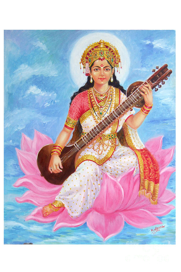 Saraswati Devi Painting By Kalpana Talpade Ranadive