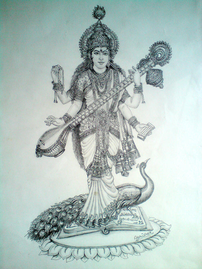 How to Draw Goddess Saraswati devi Color Drawing - video Dailymotion-saigonsouth.com.vn