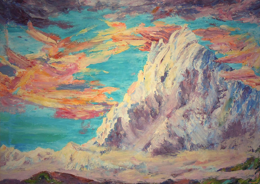 Sarcantay Mountain The Untamed One Cusco Peru Painting by Anastasia Savage Ealy