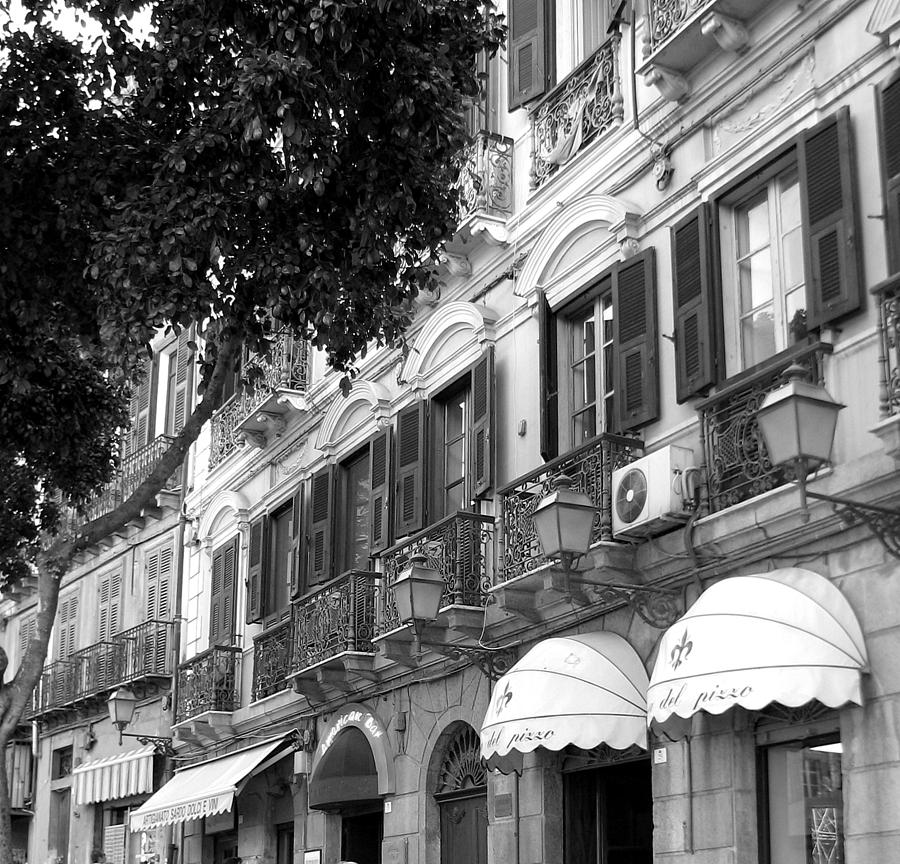 Sardinian Balconies in Black and White Photograph by Carla Parris