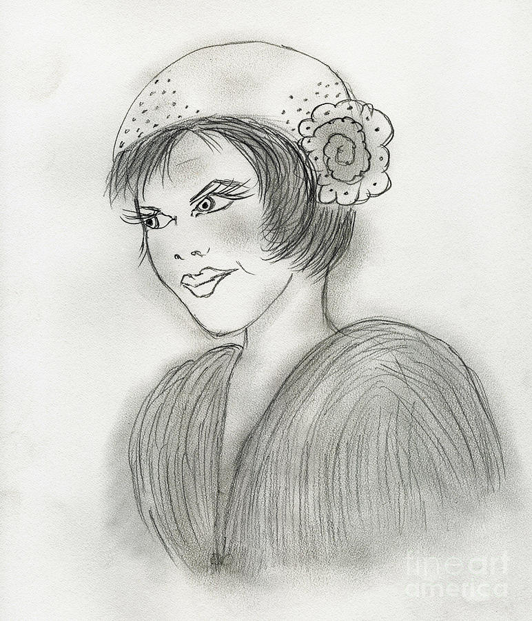 Flapper Drawing - Sassy Flapper by Sonya Chalmers