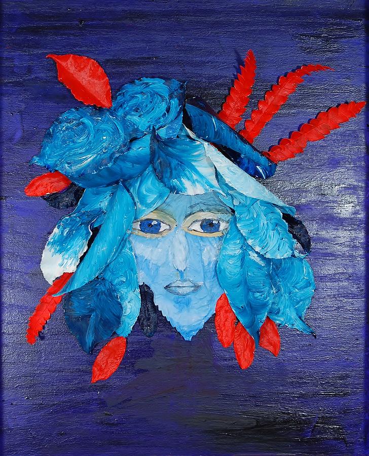 Leaves Mixed Media - Sassy Lady Blue by Charla Van Vlack
