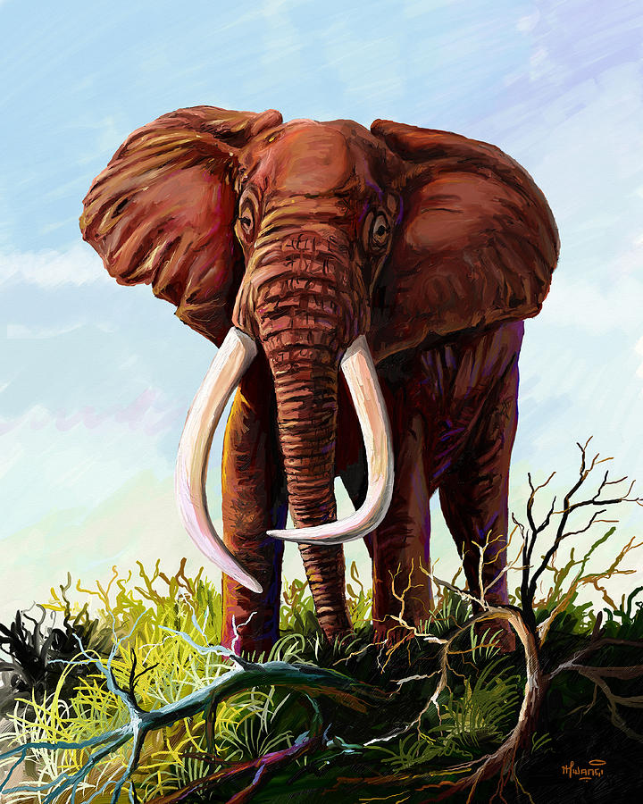 Satao II - The Elephant Painting by Anthony Mwangi