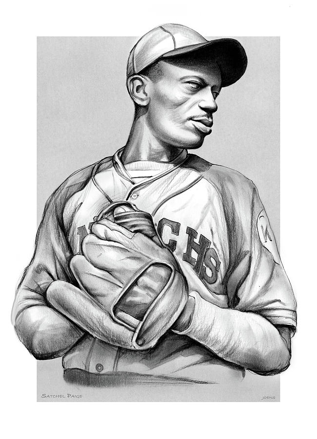 Baseball Drawing - Satchel Paige by Greg Joens