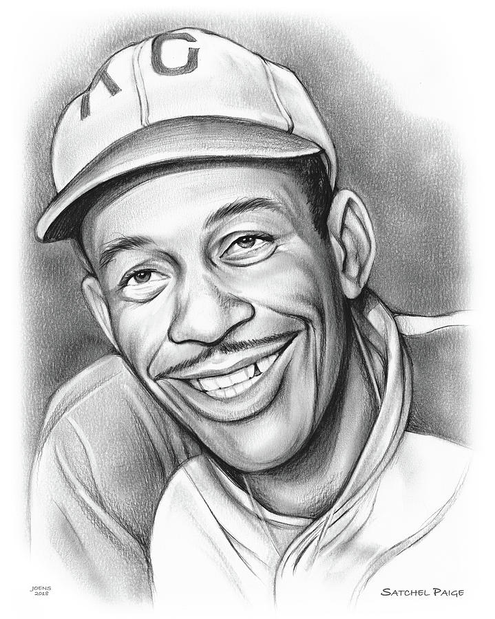 Baseball Drawing - Satchel Paige II by Greg Joens