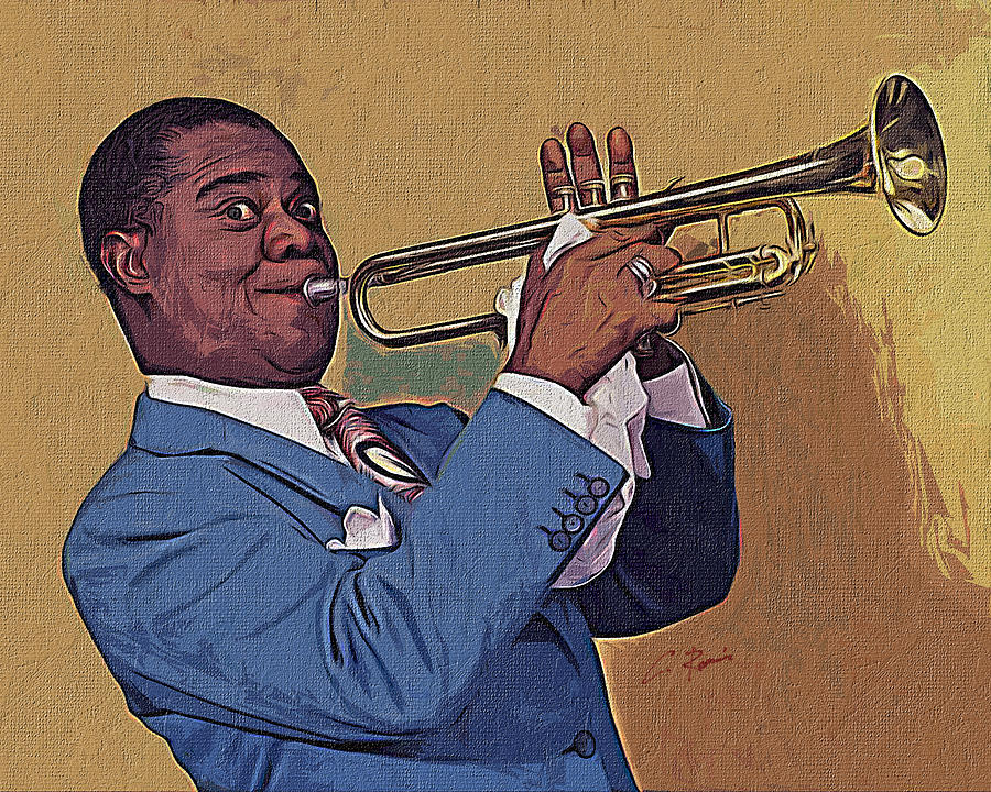 Satchmo Digital Art by Charlie Roman