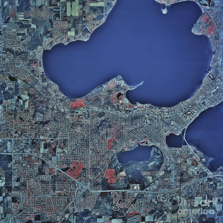 Satellite View Of Madison, Wisconsin Photograph by Stocktrek Images