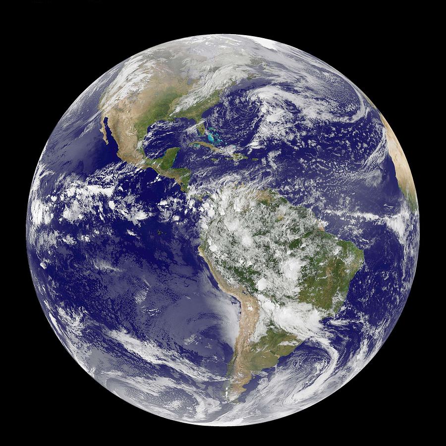 Satellite View of the Americas on Earth Day Painting by Celestial Images