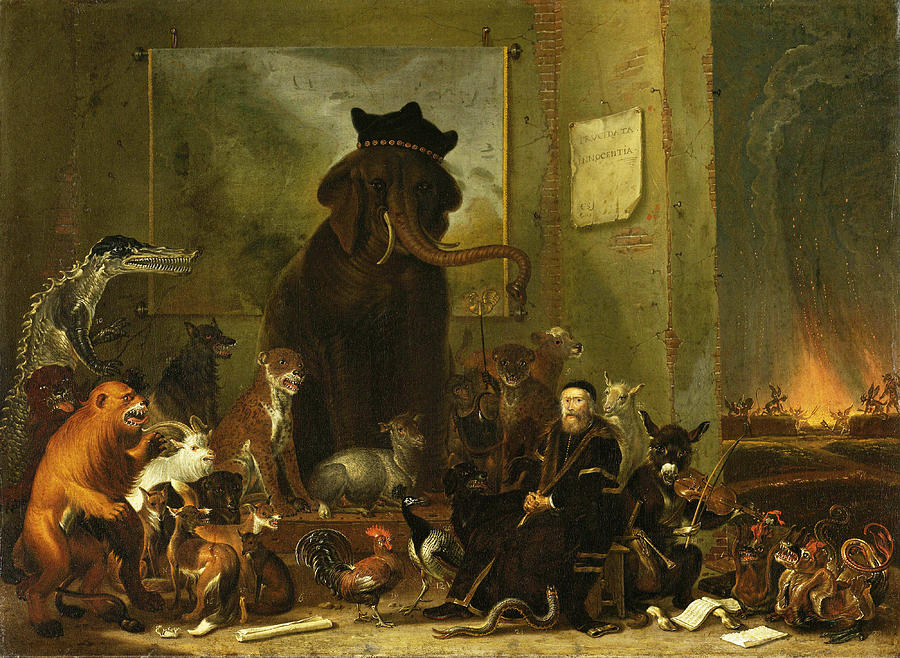 Satire on the trial of Johan van Oldenbarneveldt Painting by Cornelis Saftleven