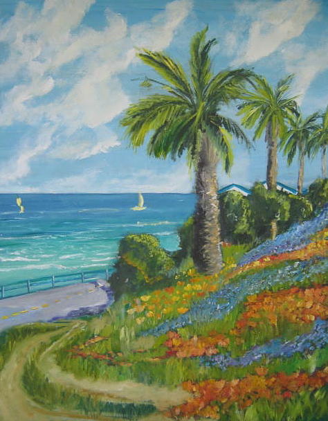 Large Scale Landscape Painting - Saturday afternoon Catalina island by Terrence  Howell