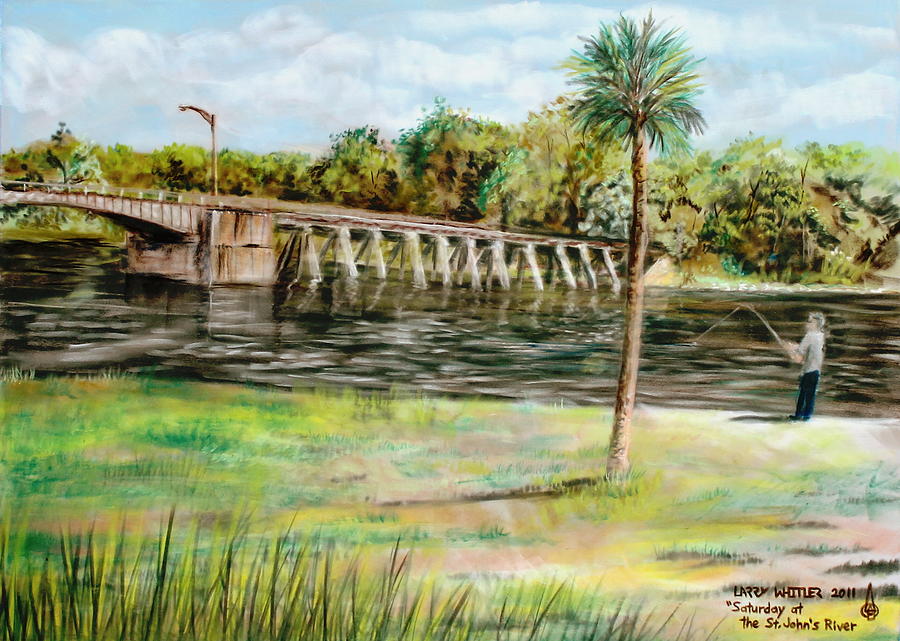 Saturday At The St. Johns River Pastel by Larry Whitler