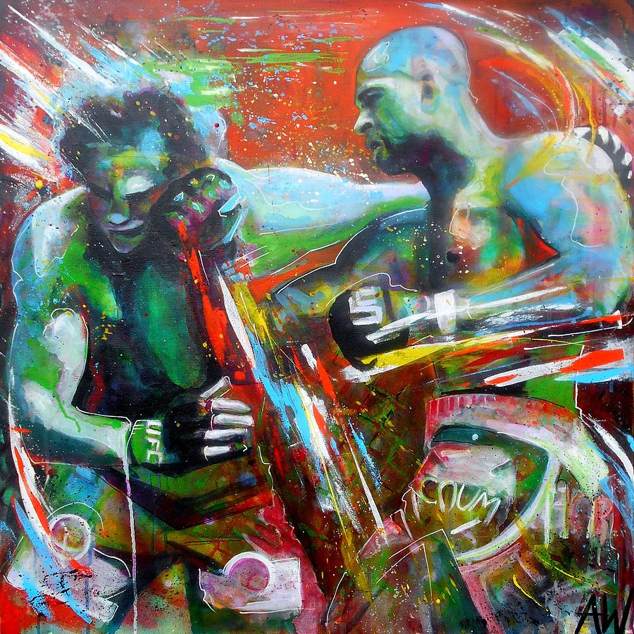 Saturday Fight Painting by Angie Wright