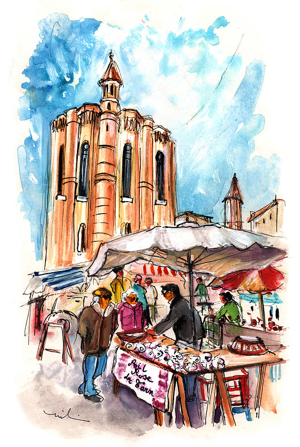 Saturday Market In Albi 01 Painting by Miki De Goodaboom