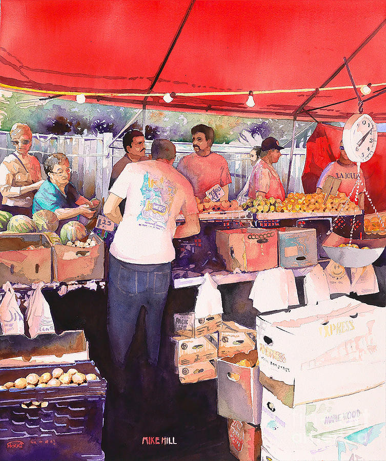 Saturday Market Painting by Mike Hill