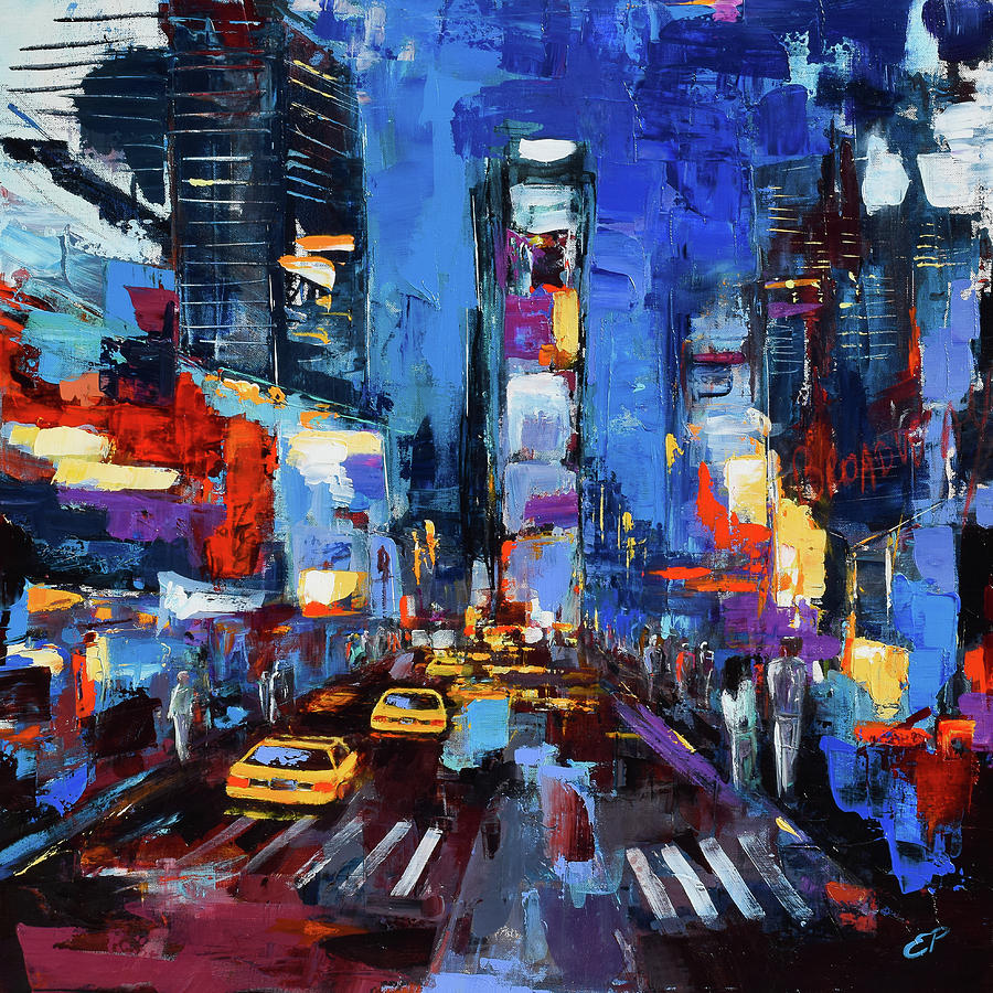 Saturday Night In Times Square Painting by Elise Palmigiani