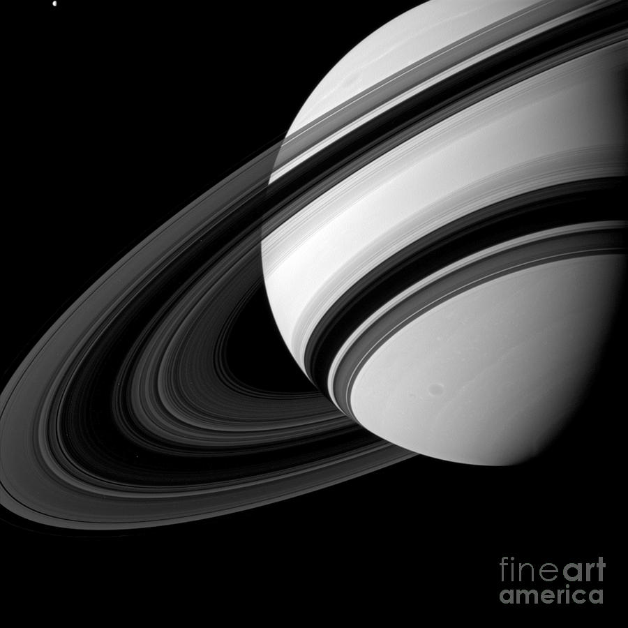 Saturn And Tethys Photograph by Science Source