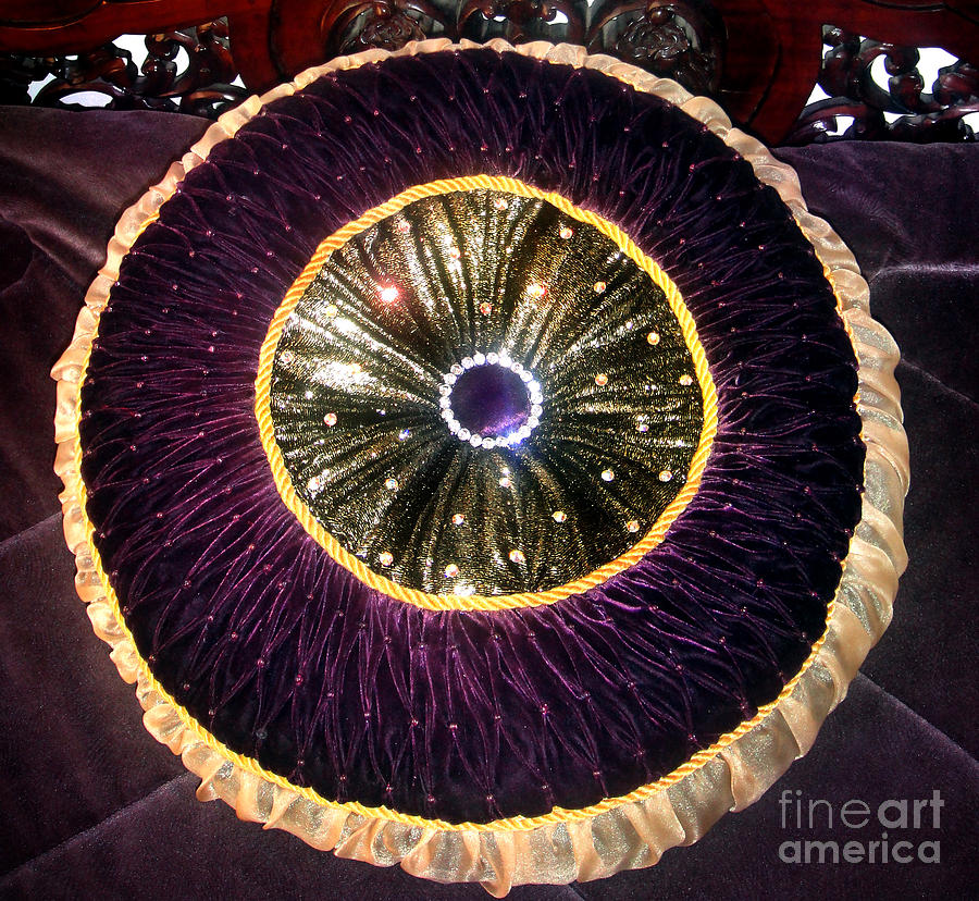 Space Tapestry - Textile - Saturn. Decorative pillow with rhinestones by Sofia Goldberg