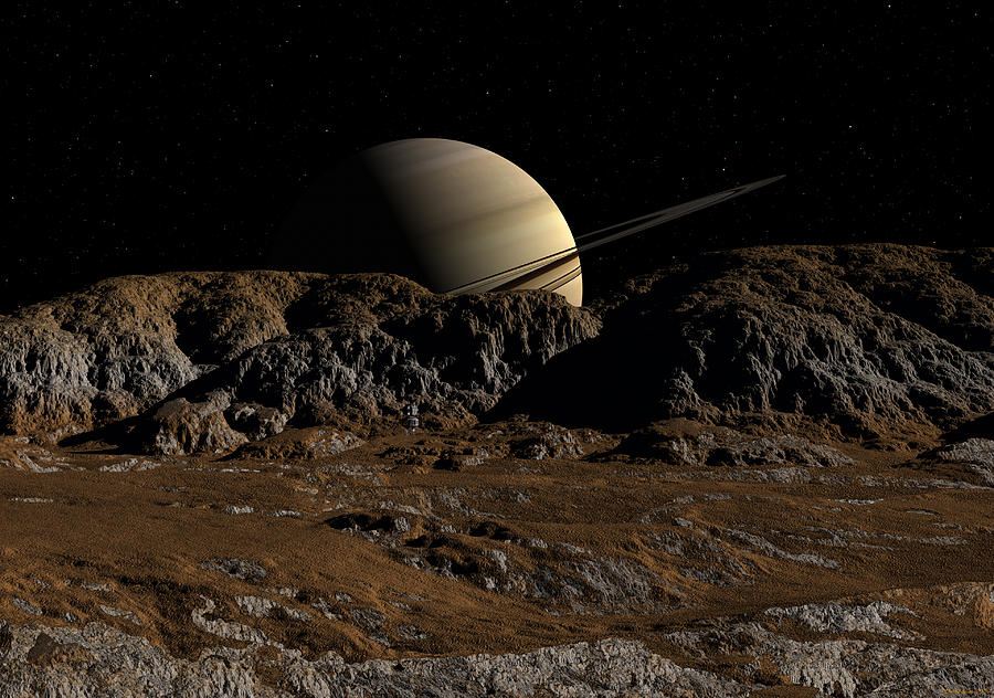 Saturn from Dione Digital Art by David Robinson