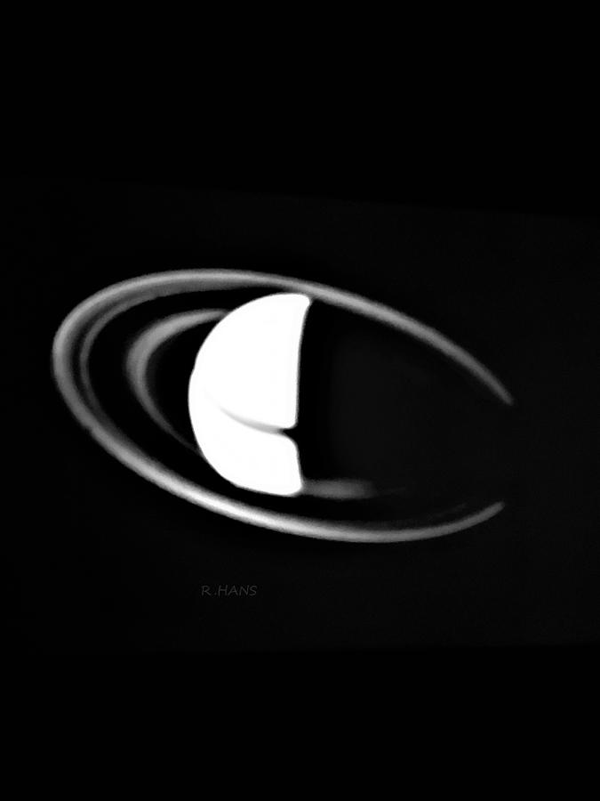 SATURN PHOTO BY VOYAGER 2 in BLACK AND WHITE Photograph by Rob Hans