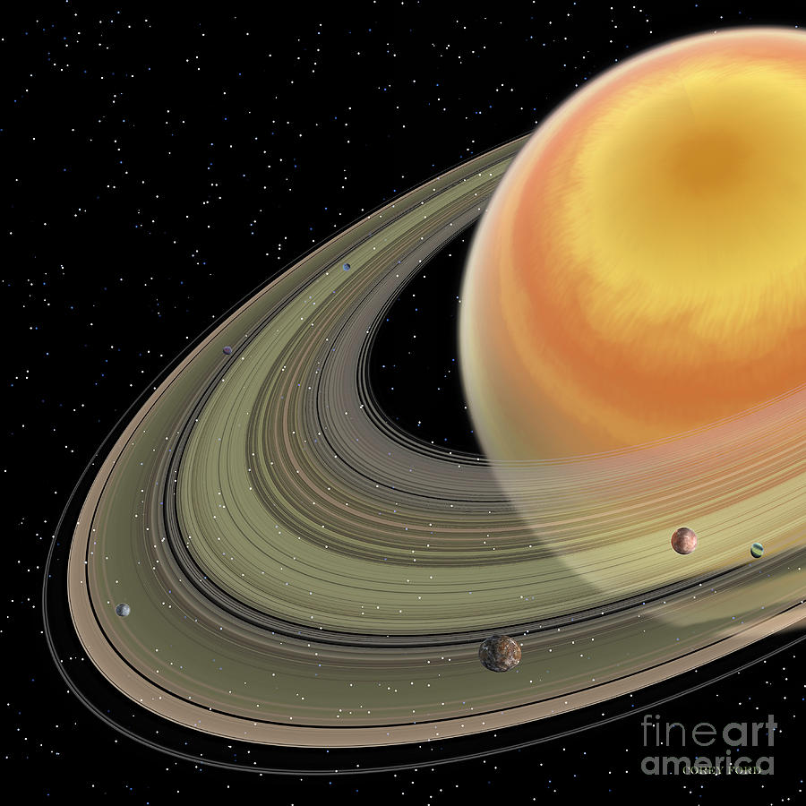 Saturn Planet Painting by Corey Ford