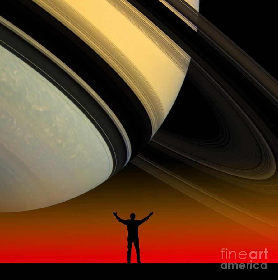 Saturn With Silhouette Photograph by Larry Landolfi