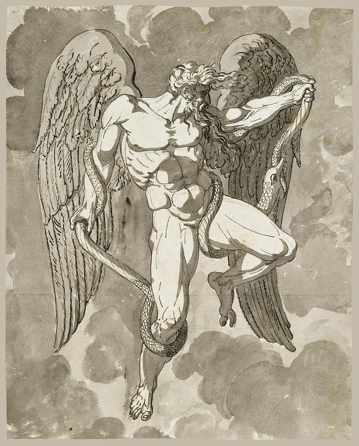 Saturn wrestling with a Snake Drawing by Attributed to Giuseppe Cades