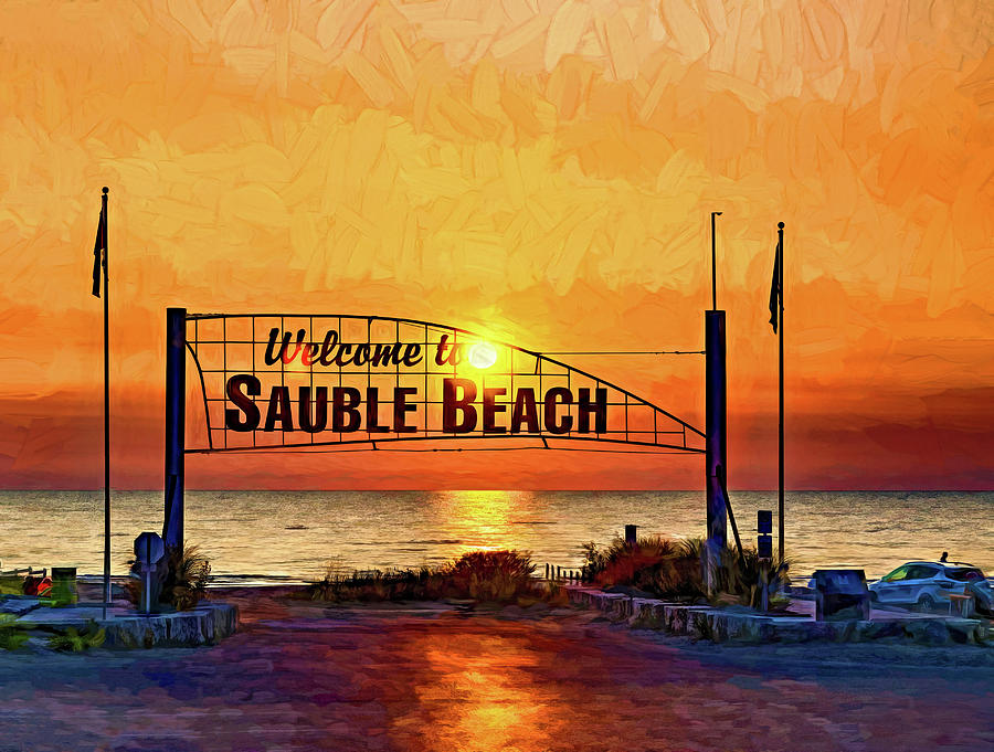 Sauble Beach Sunset 2 - Paint Photograph by Steve Harrington