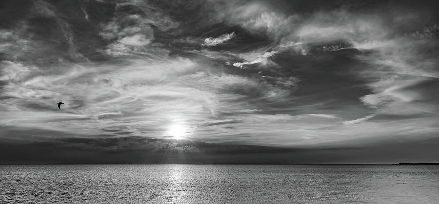 Sauble Beach Sunset 8 Bw Photograph