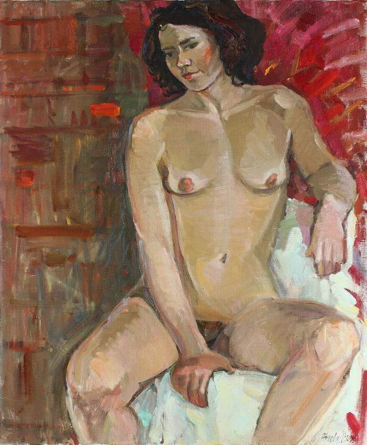 Saucy brunette Painting by Juliya Zhukova