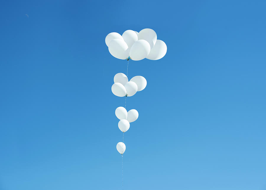 Still Life Photograph - Saudade White balloons by Jose Manuel Rios Valiente