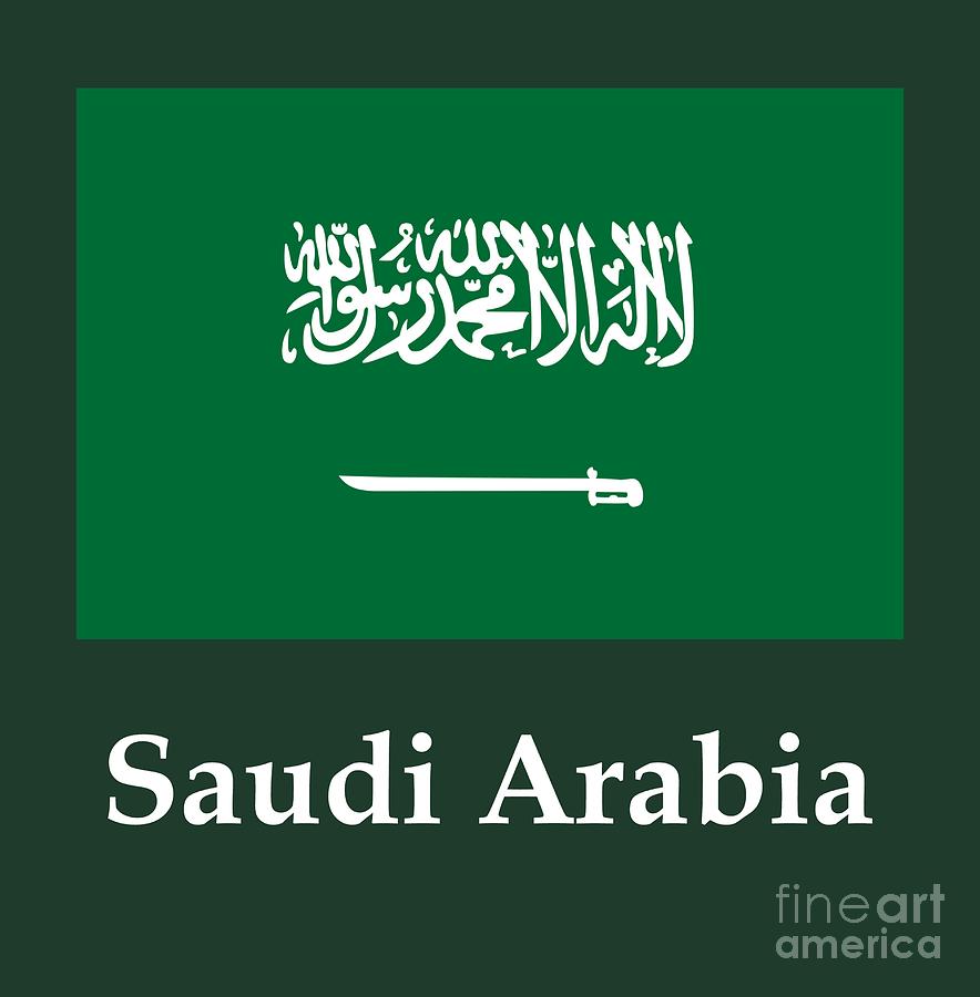 Flag Digital Art - Saudi Arabia Flag And Name by Frederick Holiday