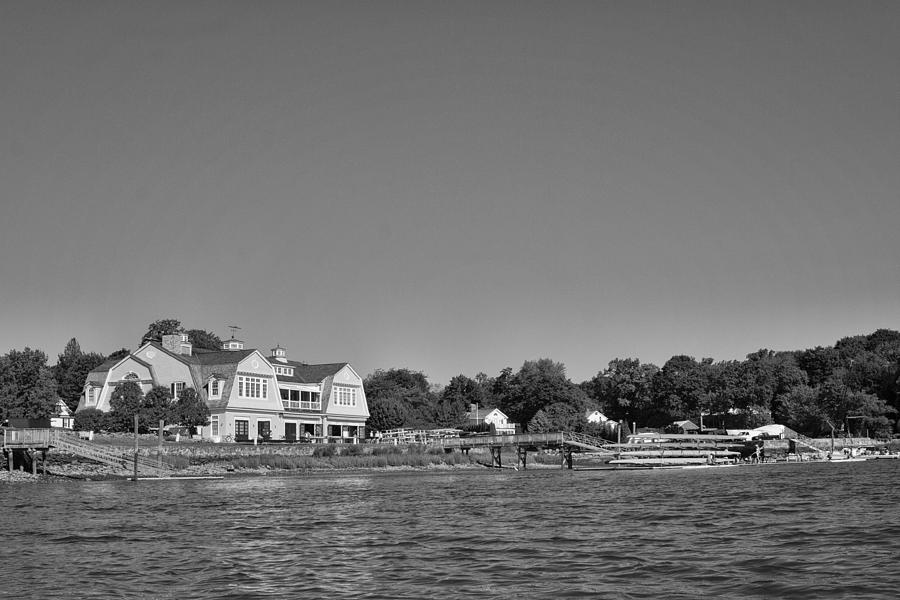 Black And White Photograph - Saugatuck Rowing Club Westport CT by Stephanie McDowell